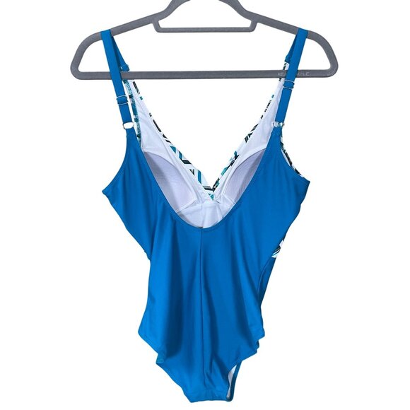 Ocean Jewel 1 Piece Twist Front Scoop Back Adjustable Straps Swimsuit 12 - Picture 3 of 9
